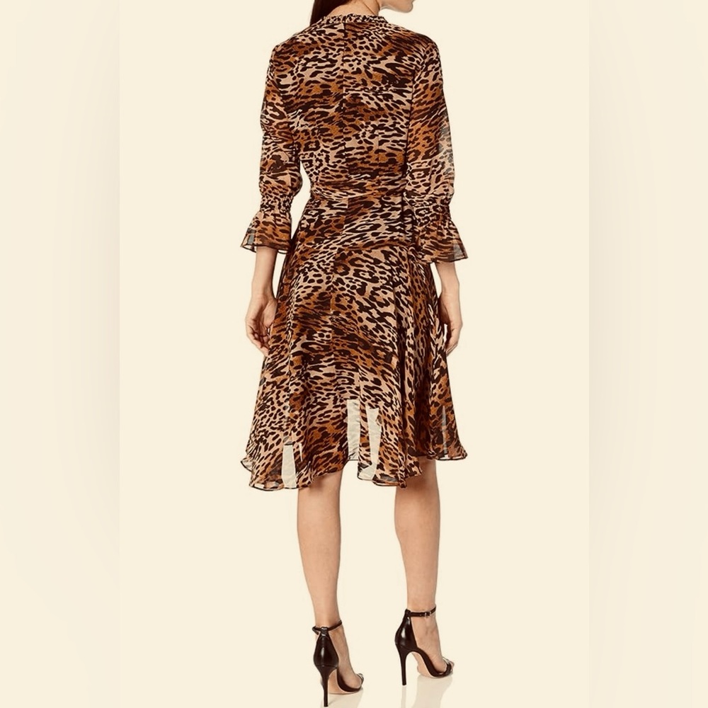 NWT TAHARI ASL Leopard Print Faux Wrap Dress |Size 2 - Picture 3 of 15